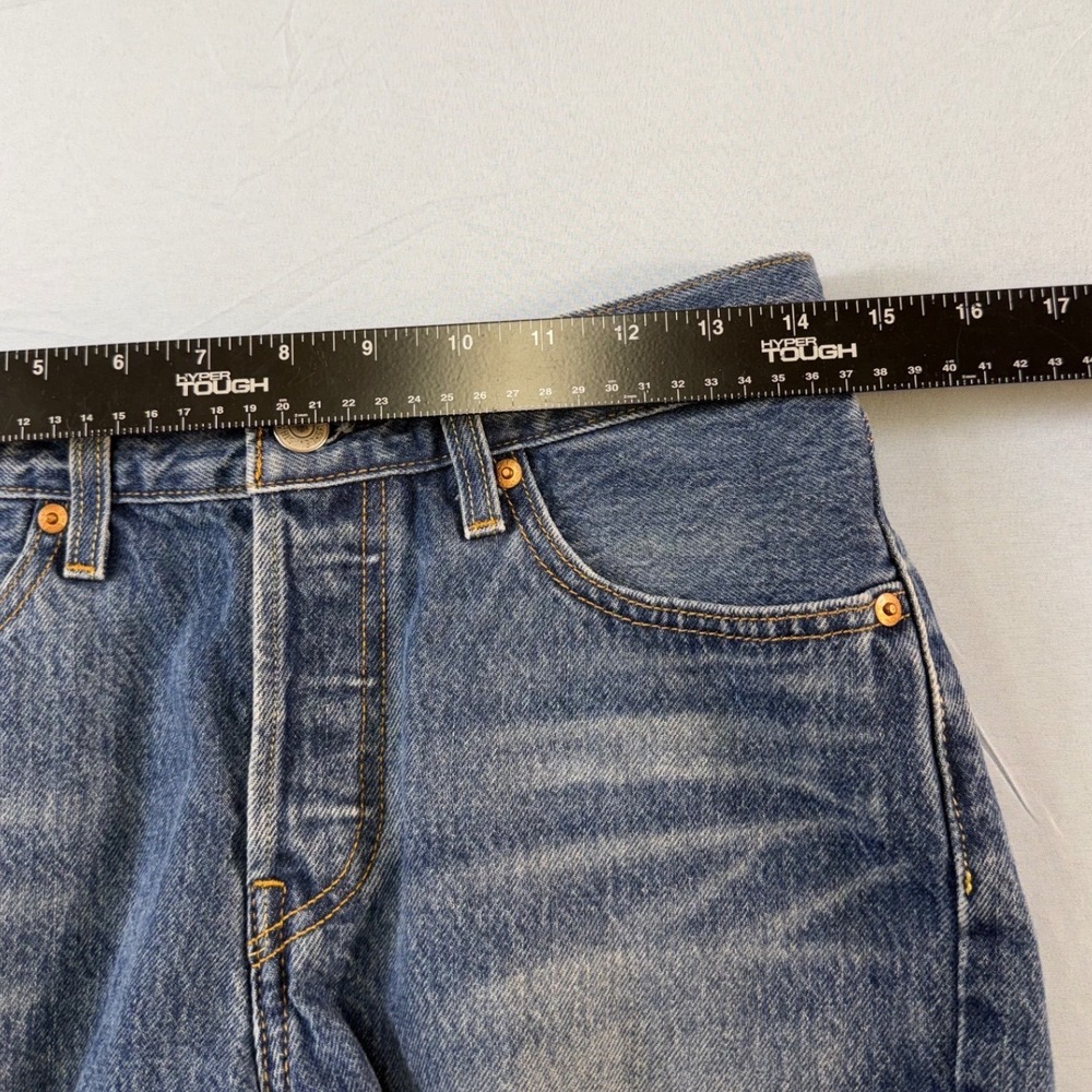 Levis Premium 501 Original Cut Off Denim Shorts Blue High Waisted W27 32317-0105 - Picture 11 of 14
